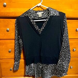 Small black and white polka dot blouse